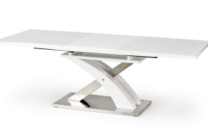 MASA DINING EXTENSIBILA SANDOR 2, ALB/CROM, 160/220 CM, BLAT DIN STICLA, MDF SI PICIOARE DIN METAL, STIL MODERN - Img 6