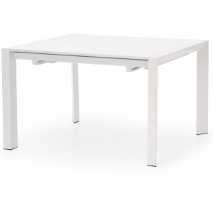 MASA DINING EXTENSIBILA STANFORD, ALBA, 130/210 CM, BLAT DIN MDF LACUIT SI PICIOARE DIN METAL, STIL MODERN - Img 3