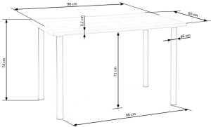 MASA DINING MODEX 2, STEJAR WOTAN/NEGRU, 90 CM, BLAT DIN PAL SI PICIOARE DIN METAL , STIL MODERN - Img 4