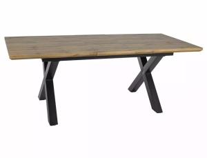 MASA EXTENSIBILA XAVIERO II, 160/240 CM, STEJAR ARTISAN/NEGRU, BLAT DIN MDF SI PICIOARE DIN METAL, STIL MODERN - Img 4