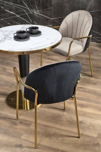 MASA LIVING MORATA, CU EFECT DE MARMURA ALBA/NEGRU/AURIU, 79 CM, BLAT DIN CERAMICA SI PICIOR DIN METAL, STIL MODERN - Img 3