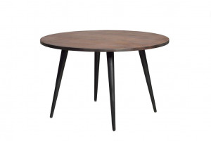 MASA ROTUNDA 120CM, MARO/NEGRU, LEMN MASIV DE MANGO SI METAL, GINER Y COLOMER - Img 1