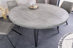 MASA ROUNDA SCORPION 120CM, LEMN MASIV DE SALCAM SI METAL, DESIGN INDUSTRIAL - Img 6