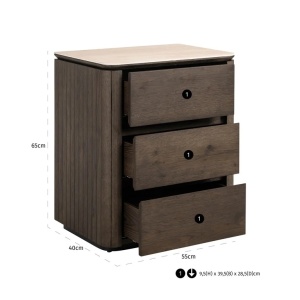 NOPTIERA RITZ CU 3 SERTARE, 8633, CONFECTIONATA DIN TRAVERTIN CERAMIC, FURNIR DE STEJAR MDF, LEMN RECICLAT, SI METAL, RICHMOND INTERIORS - Img 3