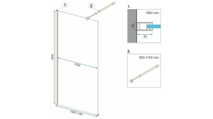 PARAVAN DE DUS REA AERO WALK IN, 110CM, AURIU, DIN STICLA, CALITATE SUPERIOARA - Img 5
