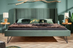 PAT( CADRU), BEAUTE 160X 200CM, COD 40764, DIN LEMN MASIV SI TEXTIL - Img 3