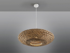 PENDUL NANA, 80 CM, ALB/NATURAL, DIN METAL SI RATAN, STIL MODERN - Img 3