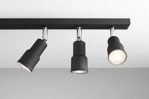 PLAFONIERA ASPO, 6 (2x3) BRATE, 15,5 CM, NEAGRA, DIN METAL, STIL MODERN - Img 3