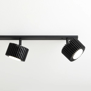 PLAFONIERA TULL, 3 (1+2) BRATE, 14 CM, NEAGRA, DIN LEMN SI METAL, STIL MODERN - Img 3