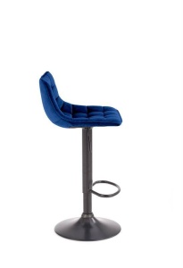 SCAUN DE BAR H95, ALBASTRU/NEGRU, TAPITERIE DIN CATIFEA SI PICIOARE DIN METAL, STIL MODERN - Img 6