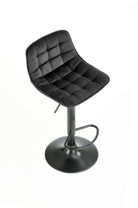 SCAUN DE BAR H95, NEGRU/NEGRU, TAPITERIE DIN CATIFEA SI PICIOARE DIN METAL, STIL MODERN - Img 2
