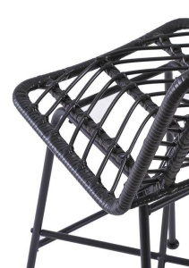 SCAUN DE BAR H97, NEGRU/NEGRU, TAPITERIE DIN RATTAN SI PICIOARE DIN METAL, STIL MODERN - Img 6