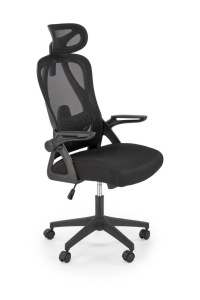 SCAUN DE BIROU NEGRO, NEGRU/NEGRU, TAPITERIE DIN STOFA/PLASA SI PICIOARE DIN METAL, STIL MODERN - Img 1