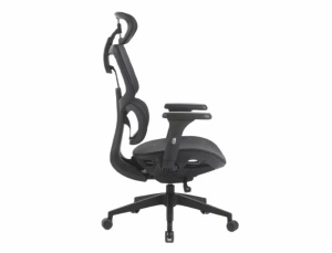 SCAUN DE BIROU PIVOTANT DEVON, NEGRU/NEGRU, TAPITERIE DIN PLASA SI PICIOR DIN PLASTIC, STIL MODERN - Img 4