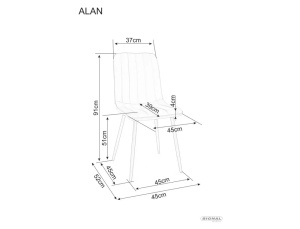 SCAUN DINING ALAN, GRI DESCHIS BLUVEL 03/NEGRU MAT, TAPITERIE DIN CATIFEA SI PICIOARE DIN METAL, STIL MODERN - Img 4