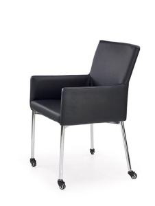 SCAUN DINING K256 NEGRU/CROM CU ROTI STIL MODERN HALMAR - Img 3