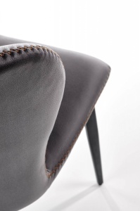 SCAUN DINING K466 GRI INCHIS/NEGRU, CU TAPITERIE DIN TEXTIL, PIELE ECOLOGICA SI METAL, STIL MODERN, HALMAR - Img 4