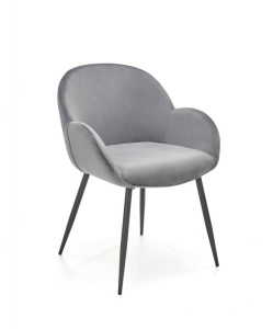 SCAUN DINING K480, GRI/NEGRU, TAPITERIE DIN CATIFEA SI PICIOARE DIN METAL , STIL MODERN - Img 1