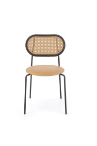 SCAUN DINING K524, MARO DESCHIS/NEGRU, DIN RATTAN, PIELE ECOLOGICA SI PICIOARE DIN METAL , STIL MODERN - Img 3