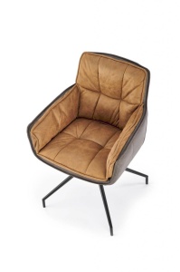 SCAUN DINING PIVOTANT K523, MARO/NEGRU, TAPITERIE DIN STOFA SI PIELE ECOLOGICA SI PICIOARE DIN METAL, STIL MODERN - Img 3