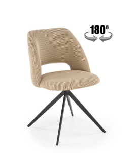 SCAUN DINING PIVOTANT K546, BEJ/NEGRU, TAPITERIE DIN STOFA SI PICIOARE DIN METAL, STIL MODERN - Img 1