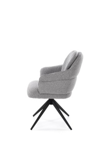 SCAUN DINING PIVOTANT K570, GRI/NEGRU, TAPITERIE DIN STOFA SI PICIOARE DIN METAL, STIL MODERN - Img 2