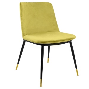 SCAUN DINING VERDE DESCHIS/NEGRU/AURIU, DIN CATIFEA, DIEGO STIL MODERN - Img 1