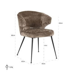 SCAUN DINING XANDRA STONE CHENILLE NIAGARA 104, S4724, CONFECTIONAT DIN 100% POLIESTER SPUMA SI METAL, RICHMOND INTERIORS - Img 4