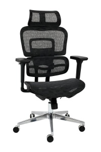 SCAUN ERGONOMIC, DE BIROU, ERGO XCLUSIVE NEGRU, CU TAPITERIE DIN TEXTIL, STIL MODERN - Img 1