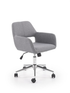 SCAUN PENTRU BIROU MOREL, GRI/CROM, TAPITERIE DIN STOFA SI PICIOARE DIN METAL, STIL MODERN - Img 1