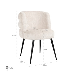 SCAUN STELLA, BEJ CHENILE S4745, NIAGARA 902, METAL, STOFA, SPUMA, REZISTENT LA FOC, RICHMOND INTERIORS - Img 5