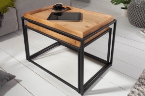 SET 2 MASUTE DE CAFEA, ELEMENTS DIN METAL SI BLAT DIN FURNIR LEMN FAG, COD 39718 - Img 2
