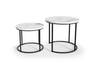 SET 2 MASUTE DE CAFEA OREO, EFECT DE MARMURA ALBA/NEGRU, DIN MDF FURNIRUIT SI METAL, STIL MODERN, HALMAR - Img 6