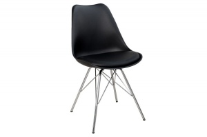 SET, 2 SCAUNE NEGRU/CROM, SCANDINAVIA RETRO, DESIGN SCANDINAV - Img 3