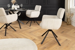 SET 2 SCAUNE ROTATIVE, UNIQUE, 180 GRADE, DIN MATERIAL CHENILLE BEJ SI PICIOARE METAL, ARTIM GROUP SELECTION - Img 7