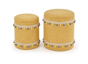 SET 2 TABURETI GRADO, CU SPATIU DE DEPOZITARE, GALBEN/MULTICOLOR, DIN STOFA, STIL MODERN - Img 1