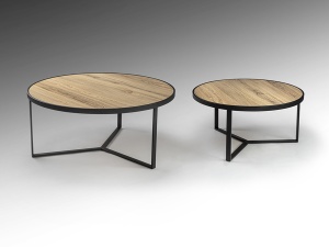 SET MASUTE DE CAFEA NAIRA, 91/71 CM, EFECT DE LEMN/NEGRU MAT, BLAT DIN MDF LAMINAT SI PICIOARE DIN METAL, STIL MODERN - Img 3