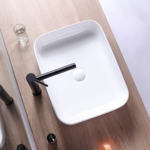 STOC 2 BUC!!! LAVOAR REA MODERN DEMI, SLIM, 51CM, ALB, MONTAJ PE BLAT, DIN CERAMICA, CALITATE SUPERIOARA, REA - Img 6