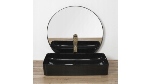 STOC!!! LAVOAR REA CERAMIC DENIS, SLIM, NEGRU, 61CM, MONTAJ PE BLAT, CALITATE SUPERIOARA, REA - Img 3