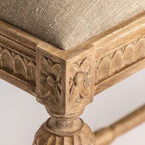 TABURET PAT STOOL NARGIS REF. 25438, CULOARE BEJ, DIN LEMN MASIV DE MANGO , BUMBAC, VIC - Img 3
