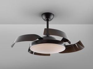 VENTILATOR ENZO, CU TELECOMANDA, 38/51 CM, NEGRU MAT/OPAL, DIN METAL, ACRIL SI METACRILAT, STIL MODERN - Img 2