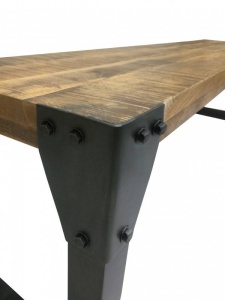 BANCUTA, FACTORY 160CM, COD 40547, DIN LEMN MANGO SI METAL, DESIGN RETRO - Img 3