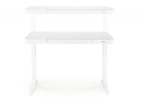 BIROU B52, CU FUNCTIE DE REGLARE A INALTIMII, ECRAN TACTIL SI PORT USB, ALB, DIN METAL SI STICLA, STIL MODERN - Img 2