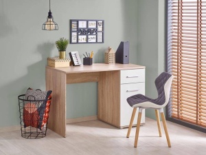 BIROU LIMA B-1, 120 CM, ALB/STEJAR SONOMA, DIN PAL MELAMINAT, STIL MODERN - Img 1