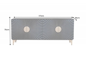 BUFET/ COMODA 177CM, DIN LEMN MASIV DE MANGO SI METAL, CU ORNAMENTE 3D, ARTIM GROUP SELECTION - Img 4