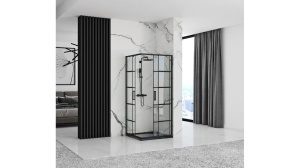 CABINA DE DUS REA CONCEPT, CULISANTA, 90x90 CM, NEGRU, DIN STICLA, CALITATE SUPERIOARA - Img 3
