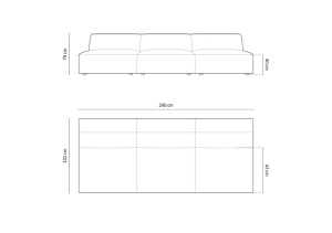 CANAPEA JODIE, 3 LOCURI, 240 CM, DIVERSE CULORI SI MATERIALE, DESIGN DEOSEBIT - Img 17