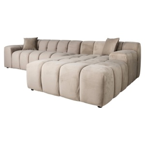 COLTAR CUBE CU 3 LOCURI + CANAPEA EXTENSIBILA DREAPTA SI 2 PERNE DECORATIVE, QUARTZ KAKI, S5137, CONFECTIONAT DIN POLIURETAN SI 100% POLIESTER, RICHMOND INTERIOR - Img 1