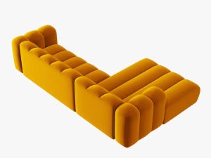 COLTAR MODULAR LUPIN, STANGA, 4 LOCURI, 288 CM, GALBEN 10, TAPITERIE DIN CATIFEA, DESIGN DEOSEBIT - Img 4