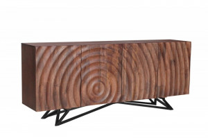 COMODA/BUFET LIVING, ZEN 177CM, LEMN DE MANGO, MARO/NEGRU, DESIGN - Img 1